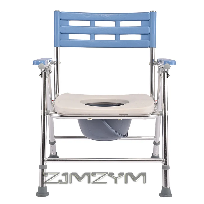 Aluminum Alloy Patient Toilet Chair, Household Foldable Mobile Toilet,Bathing Chair For Elderly And Disabled