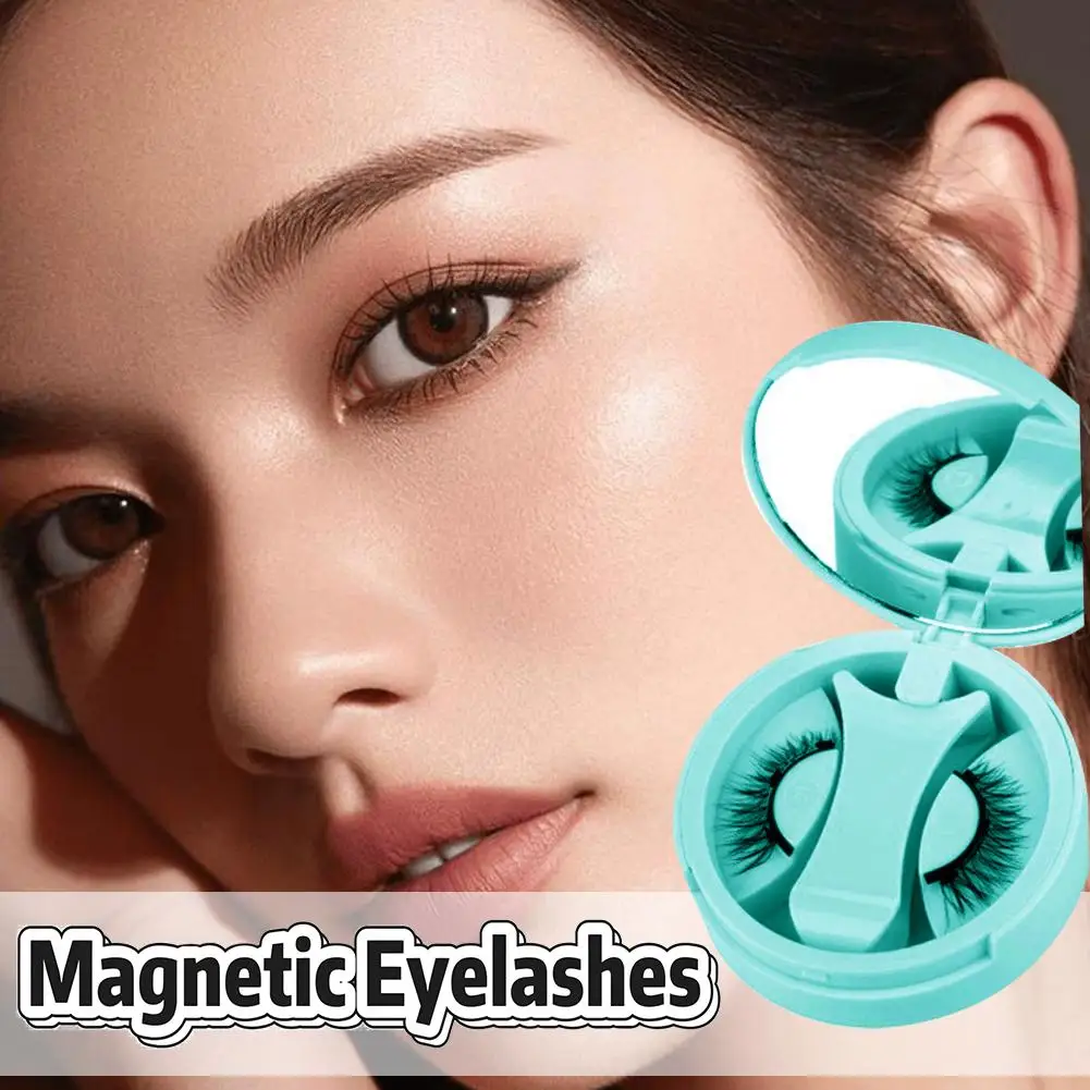 1 par de pestañas magnéticas, No se necesita pegamento, reutilizables, 3D, naturales y portátiles, amigables a las personas perezosas para el maquillaje de ojos C9G8