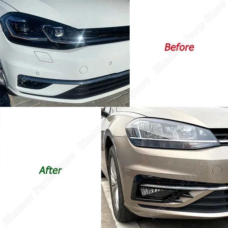 Car Front Side Bumper Fog Lamp Wind Knife Cover Trim Body Kit Tuning Gloss Black/Carbon Look ABS For VW Golf 7.5 MK7.5 2017-2019