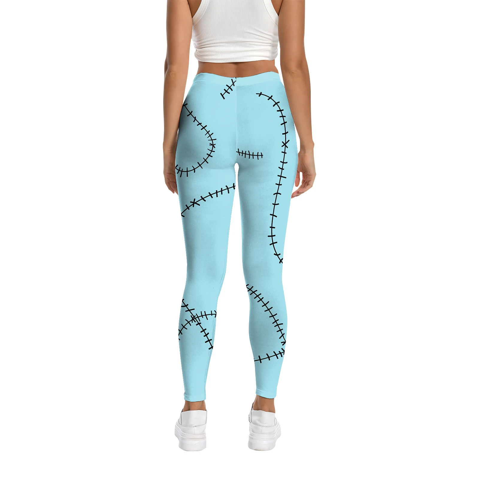 [You're My Secret] Halloween Sally Kleid Leggings Damen Patchwork-Print Cosplay Kostüm Partykleider Tag der Toten Outfit – Detail 19