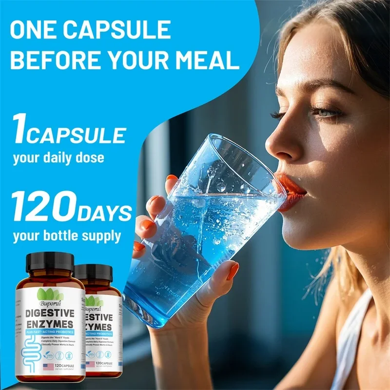Supplément d'enzymes digestives – Digestion et santé intestinale pour adultes, hommes et femmes, favorise l'absorption des nutriments