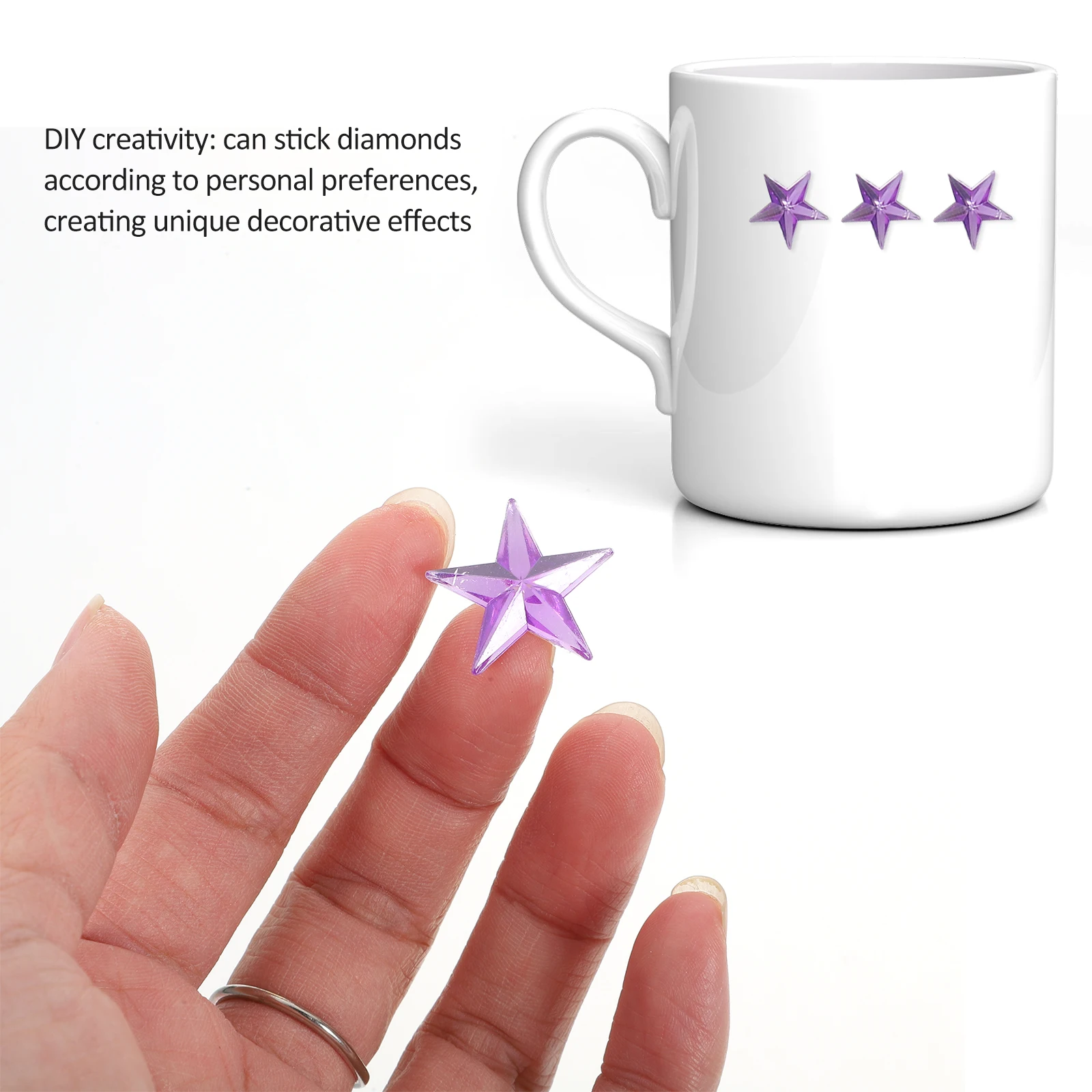 

6pcs Stick On Gems Self Adhesive Gems Acrylic Jewel Craft Projects Phone Self Adhesive Star Stickers Case Book