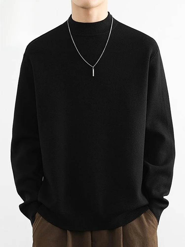 

Мужской зимний теплый трикотажный свитер с высоким воротником, базовый слой, модный молодежный стиль, длинный рукав, смесь полиэстера