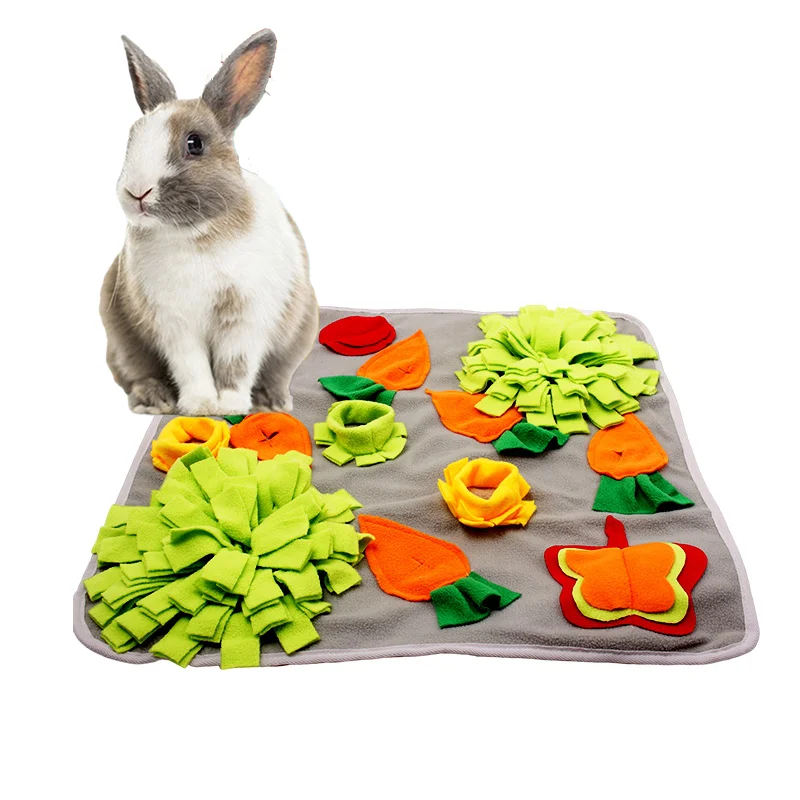 Rabbit Sniffing Mat Small Pet Slow Feeding Training Mat Educational Fun Toy Hamster Chinchilla Guinea Pig Foraging Mat Puzzle