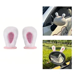 Creative car rearview mirror, cute rabbit ear decoration, center console ornament, car interior supplies Accessories