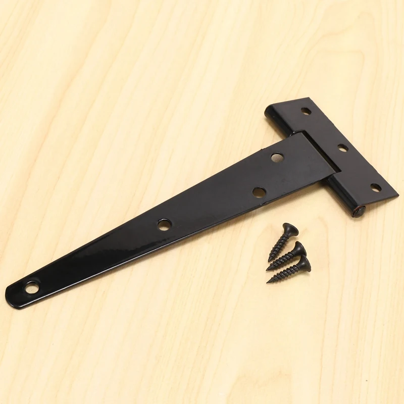 4 PCS 6 Inch Heavy Duty Door Hinges T-Strap Tee Shed Hinge Gate Hinges For Wooden Gates Hinges (Black)