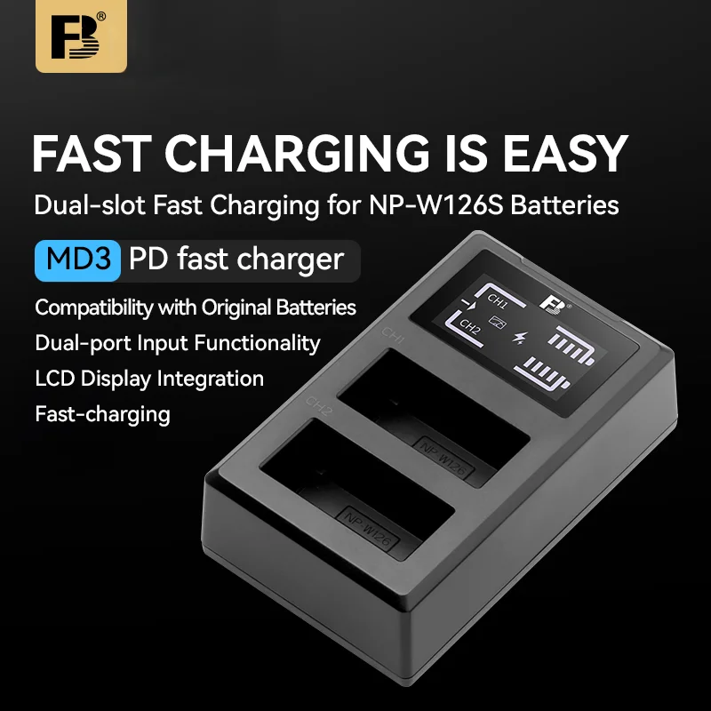 FB NP W126 NP W126S Fast Charger Dual USB Charger  Fuji Fujifilm HS50 HS30 EXR XA1 XE1  XM1 X-T10 Camera Battery