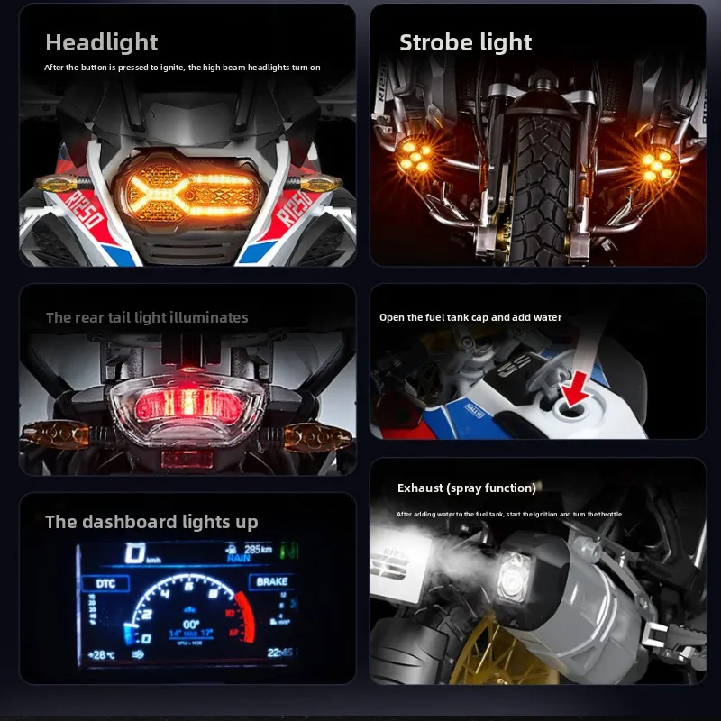 ダイキャスト 1:7 スプレー BMW R 1250 GS アドベンチャー合金スーパーバイクモデルコレクションミニチュア車ボーイフレンドギフト家の装飾