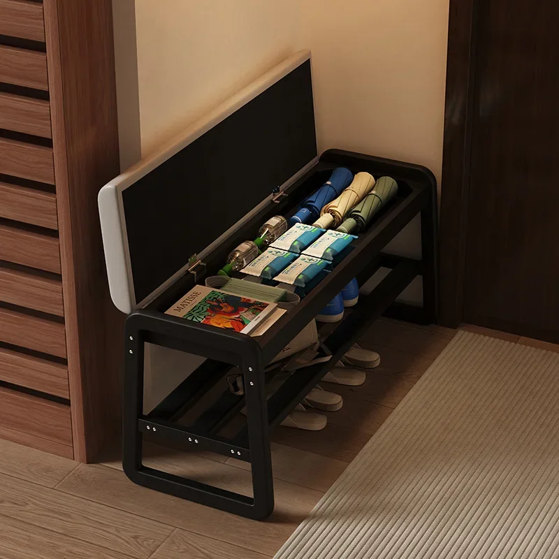 Solid wood shoe changing stool household door small apartment entry door storage shoe stool home shoe cabinet integrated sitting