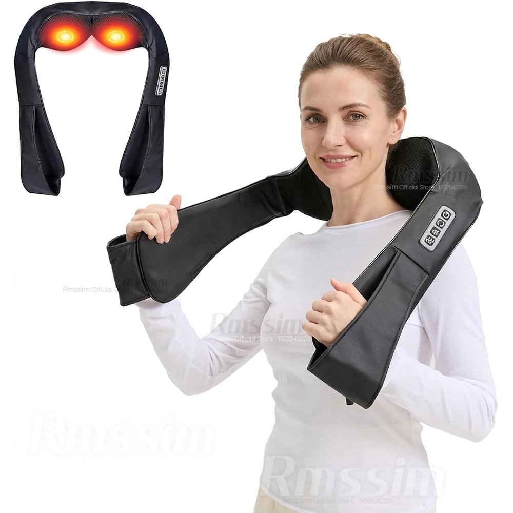 Electric Neck and Shoulder Massager with Heat, Deep Tissue 3D Kneading Pillow Shiatsu Back Massager for Muscle Pain Relief