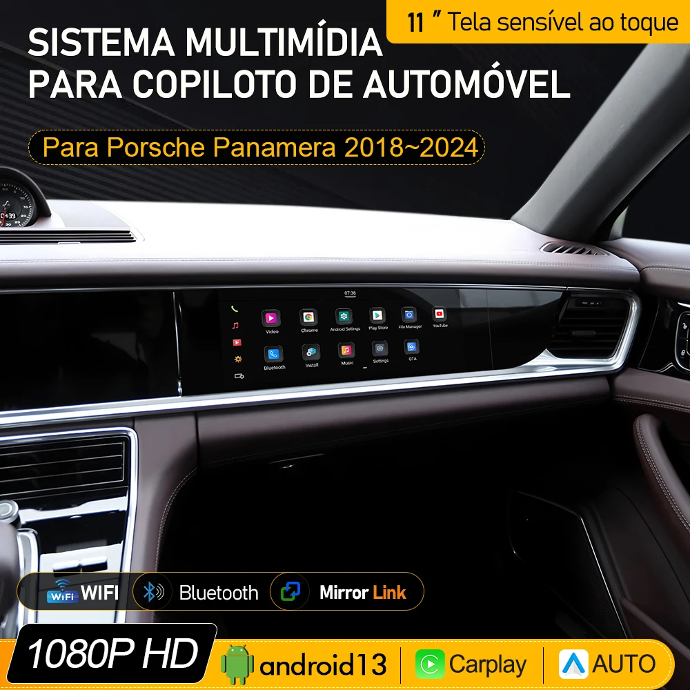 Tela inteligente co-piloto de carro de 11 polegadas para porsche panamera 970 2017-2024 reprodutor multimídia gps instrumento de passageiros rádio de entretenimento