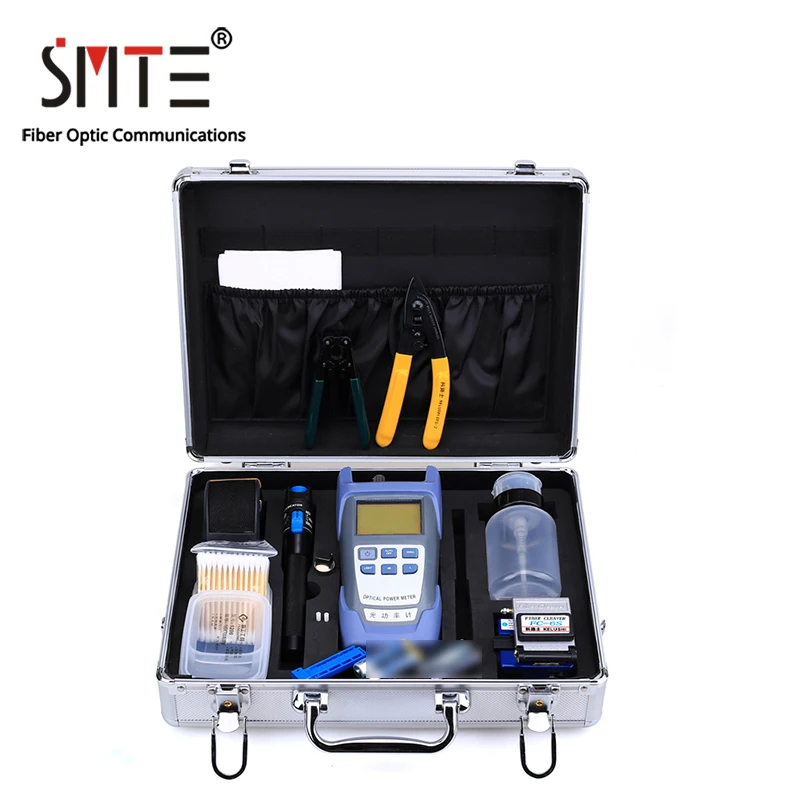 17pcs/set FTTH Fiber Optic Tool Kit Carrying Case FC-6S Cleaver -70~+3dBm Power Meter 5km Laser pointe 12 Scale Blade