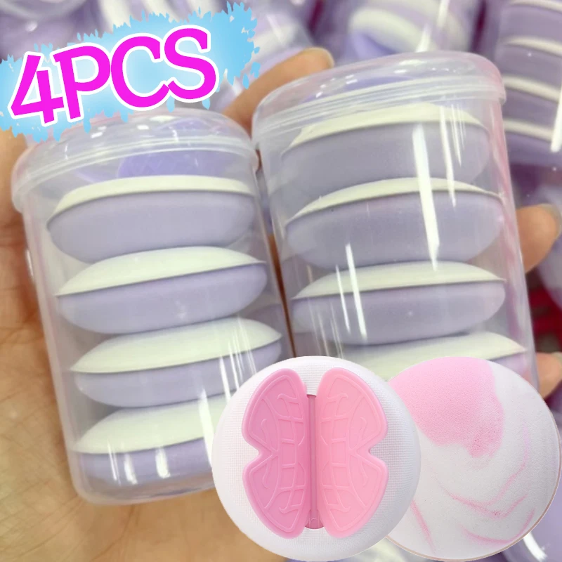 4 Stuks Vlinder Cosmetische Puff Set Make-Up Sponzen Foundation Luchtkussen Droog En Nat Gebruik Zacht Candy Katoenen Poeder Puff Make-Up Tool