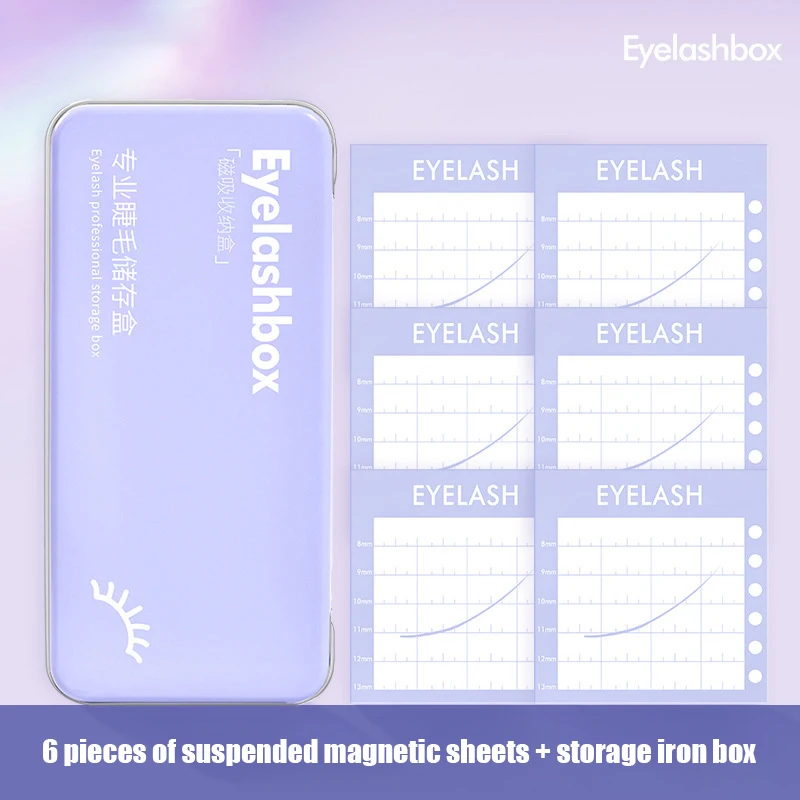 Caja de almacenamiento de pestañas postizas magnéticas vacías con 6 diskets, estuche de soporte de pestañas postizas, contenedor de viaje, soporte de paleta