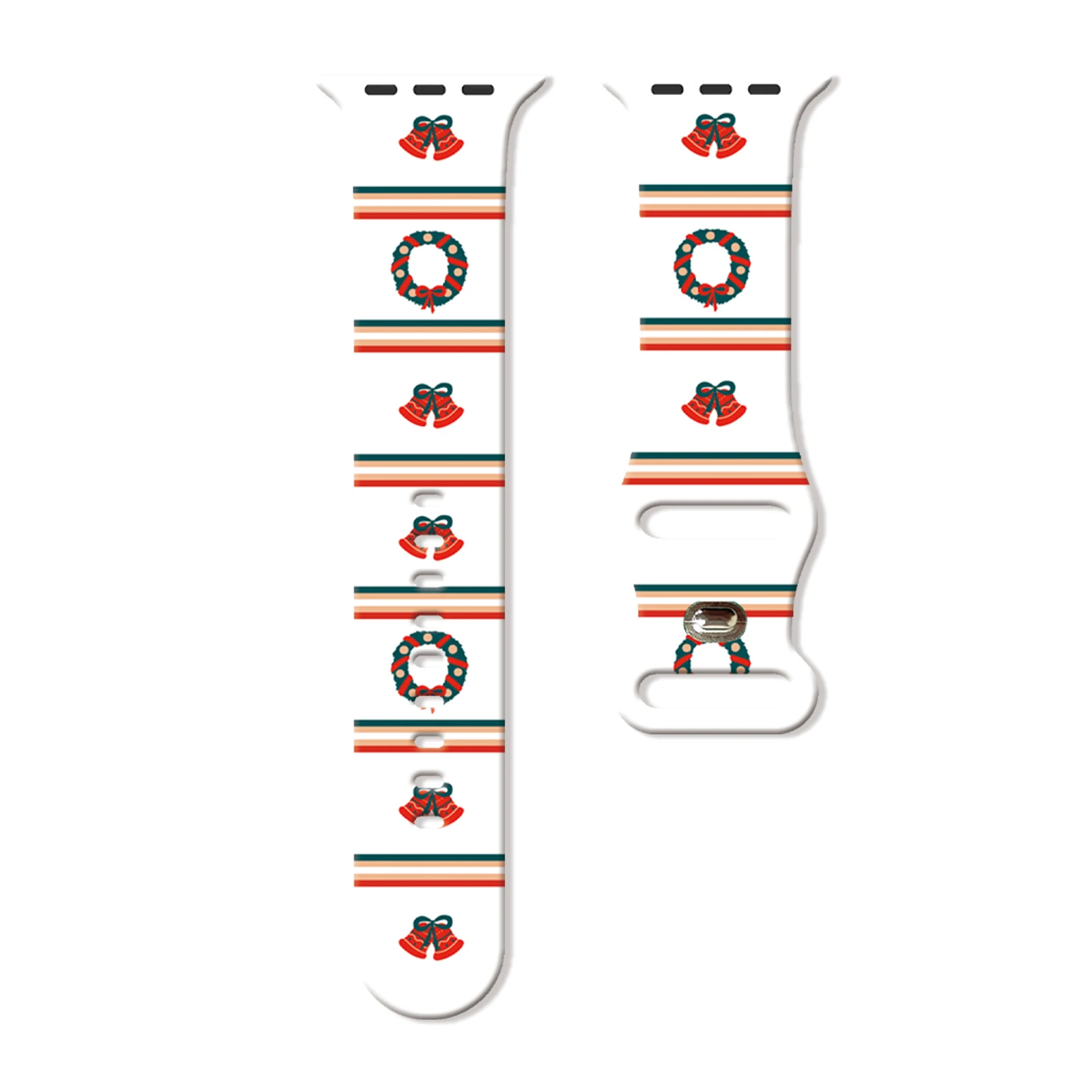 حزام مطبوع بنمط ممتاز لعيد الميلاد لساعة Apple Watch Series 11-9، سوار سيليكون ناعم مقاوم للماء 46 مم 45 مم 44 مم 42 مم #1