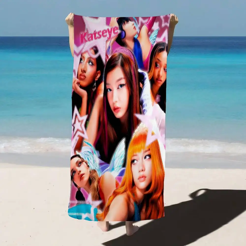 K-KatSeye SINGER Anime Beach Swimming Towel Soft Absorbent Washcloth Children's Gifts for Kids Travel Camping Gym