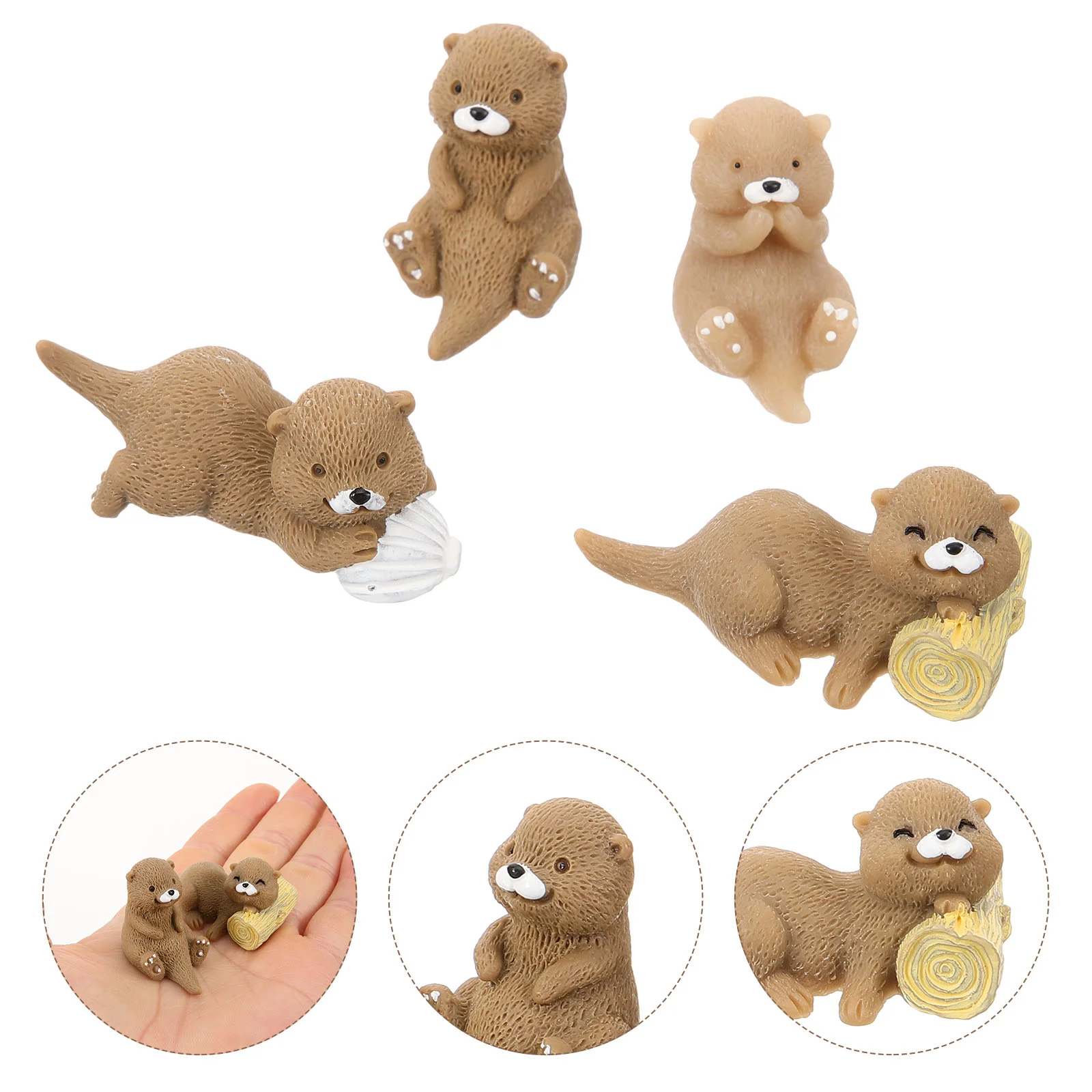 

8 Pcs Succulents Microlandscape Student Otters Synthetic Resin Miniature Animals Figure