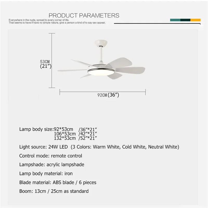 DEBBY Ceiling Fan LED Light With Remote Control 3 Colors 220V 110V Modern Decorative for Rooms Dining Room Bedroom