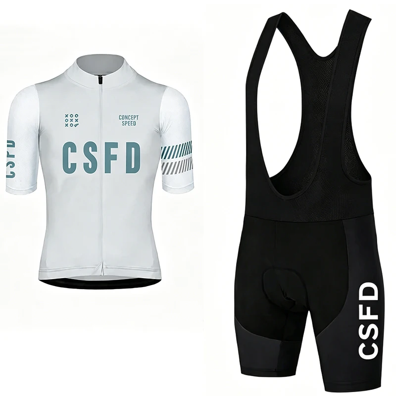 Conjunto de roupa de ciclismo masculina CSFD para verão, respirável, para corrida, com bermuda.