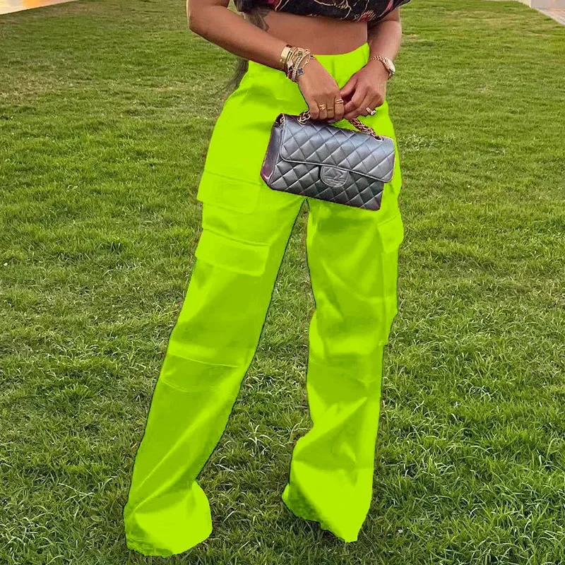 

Streetwear Hip Hop Multi-pockets Cargo Pants Women Clothing High Waisted Harajuku Vintage Loose Fit Wide Leg Trousers Pantalones