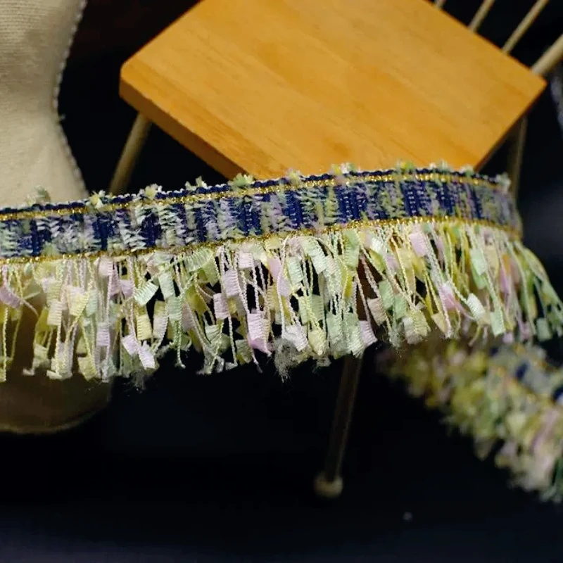 2 Yard gemischte Farben geflochtene Quasten Spitze DIY Polyester Nähen Kleidung Vorhang Heimtextilien Hochzeit Rock Kleidungszubehör – Detail 4