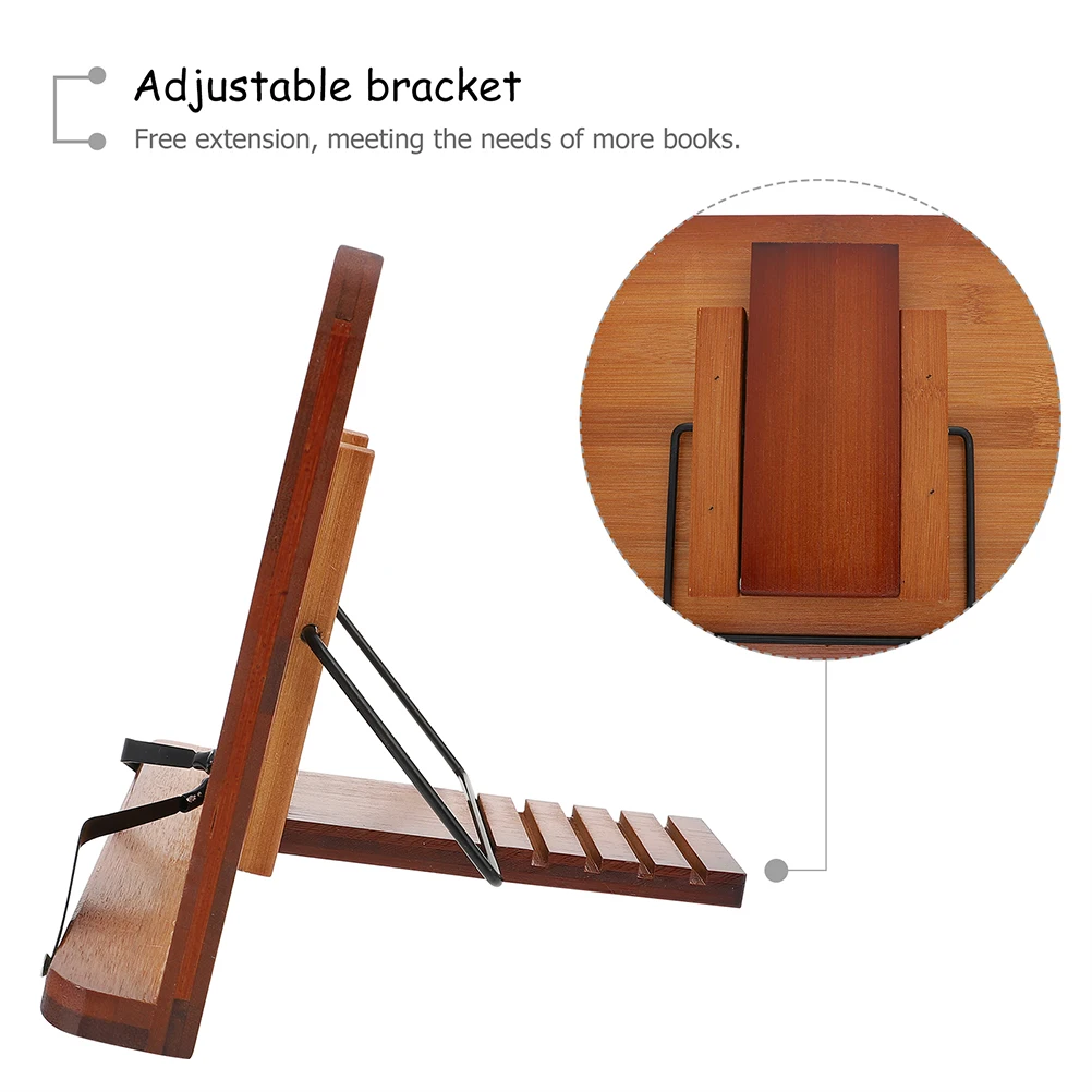 

Adjustable Bamboo Book Stand Desktop Reading Rack Laptops Support Home Office Classroom Library Study Textbook Holder Music