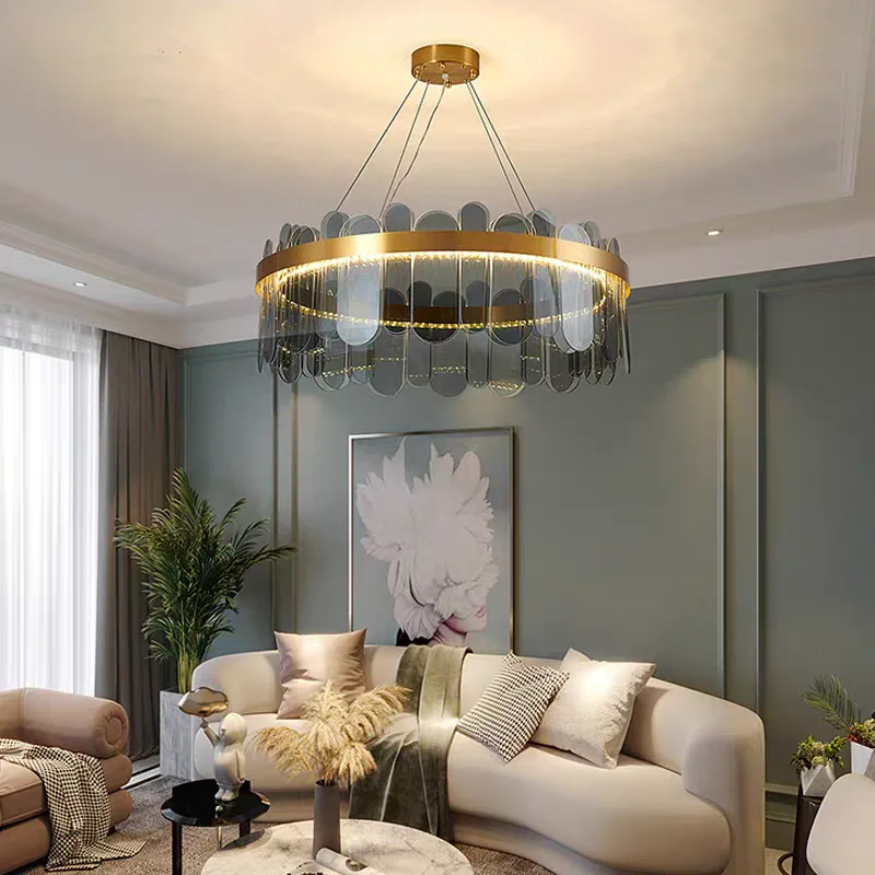 

Living room pendant light French luxury crystal post-modern minimalist style dining room bedroom home decoration pendant light