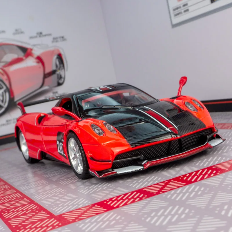 

CCA 1:32 модель суперкара из сплава Pagani, коллекция украшений для автомобилей, 2-дверные могут открыть детские акустооптические игрушки с откатным механизмом.