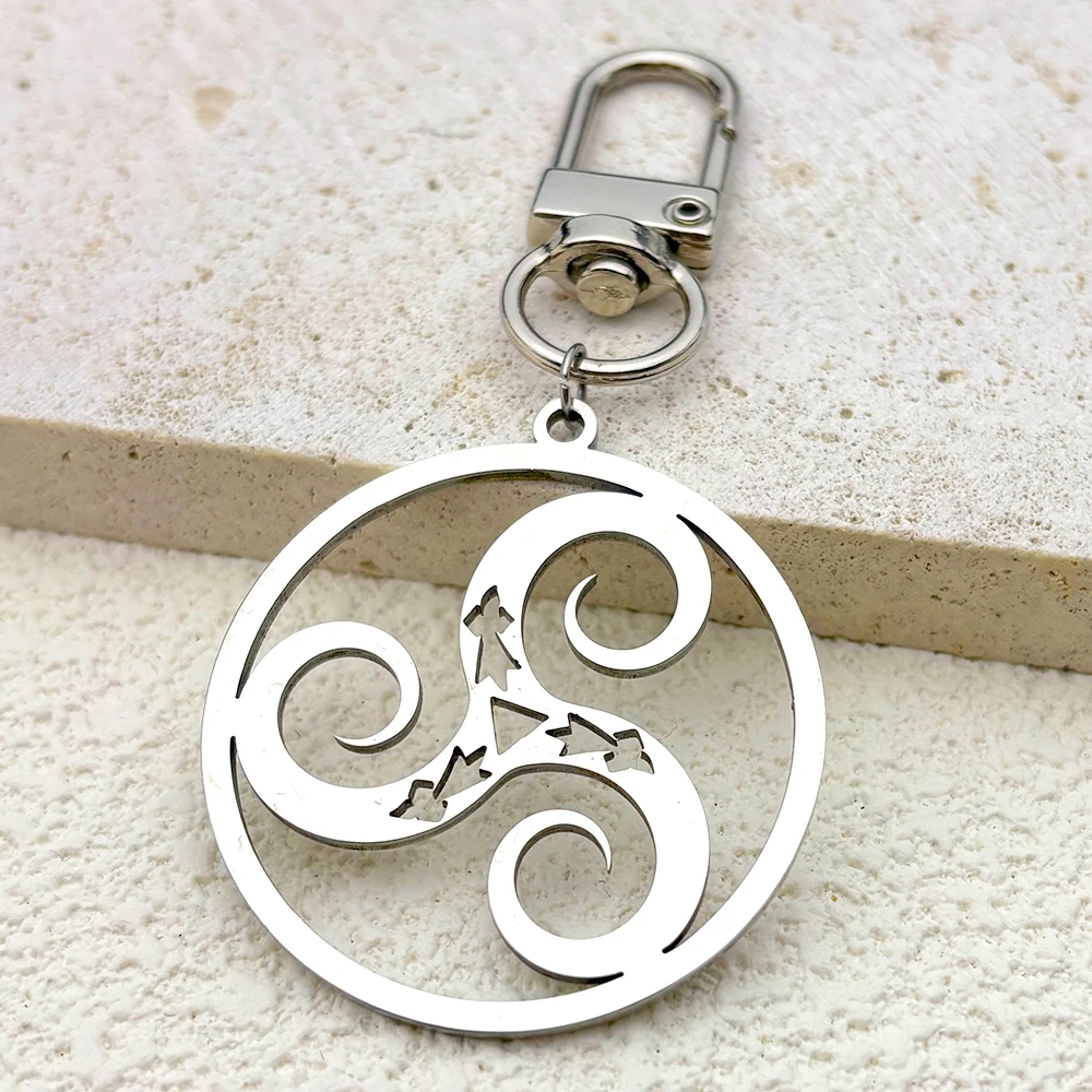 

Triple Spiral Triskele Keyring For Women Men Stainless Steel Silver Color Celtic Christian Trinity Keychain Jewelry Gifts