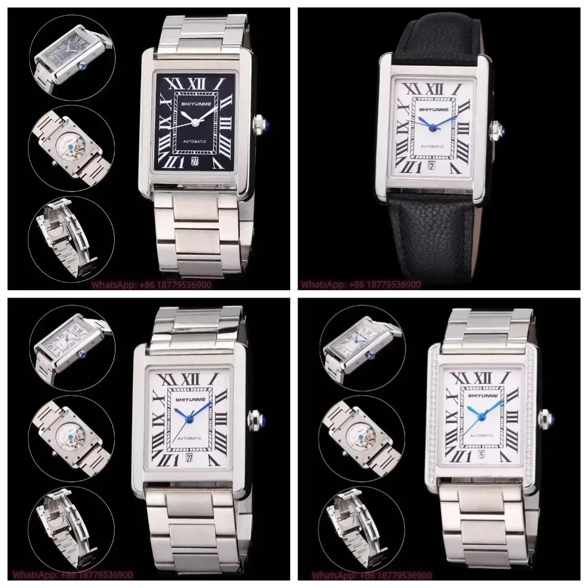 

A81 Store 31*41mm 904L Stainless Steel Black Leather Glass Automatic Mechanical Sport Men's Watch