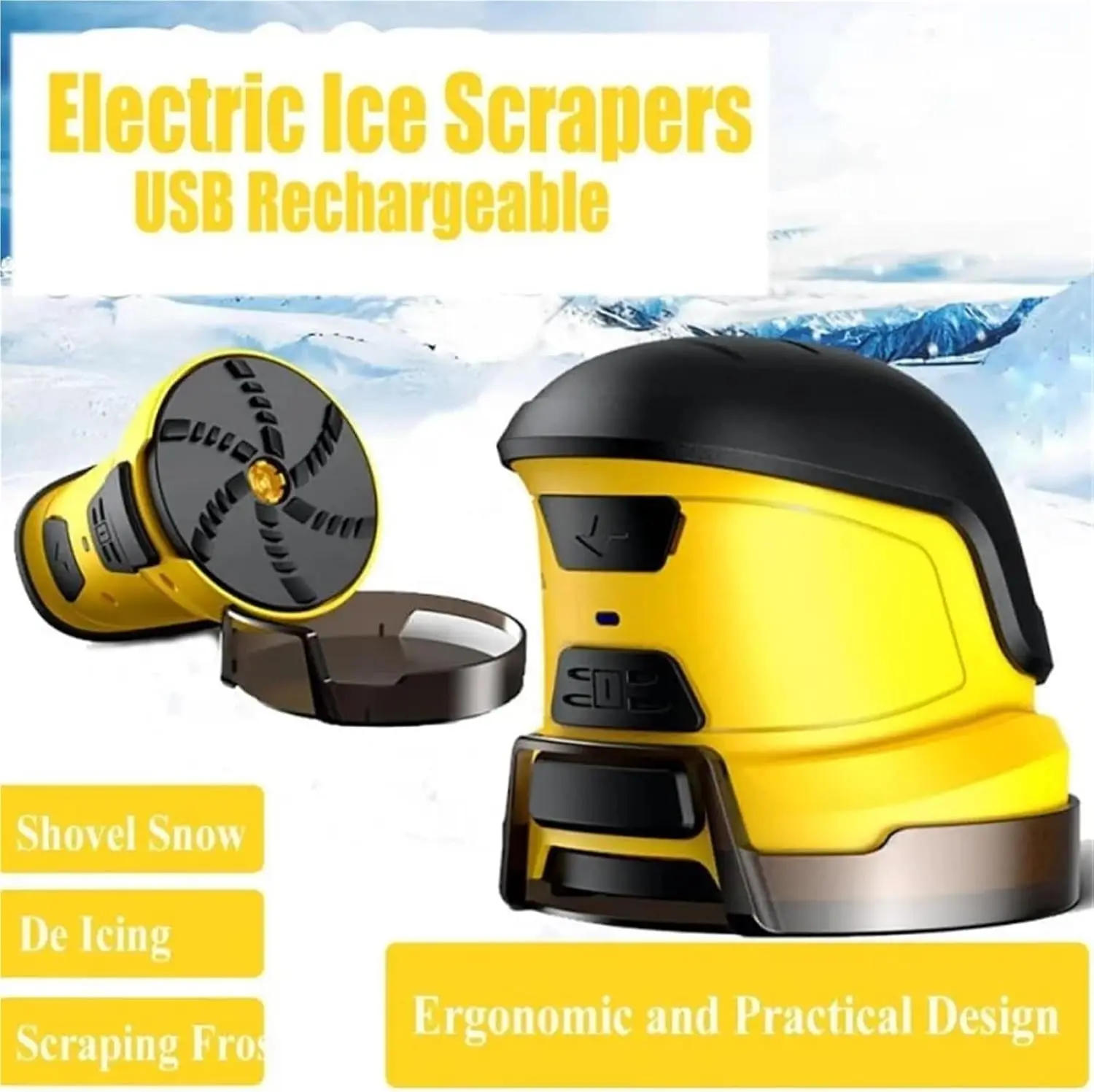 USB Electric Heated Fast Defrost Car Ice Snow Scraper Windshield Glass Deicing Tool for Winter Daily Commute Sedan SUV Use