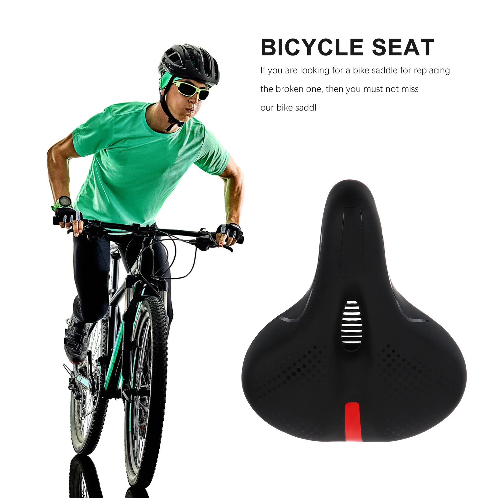Bike Saddle Waterproof PU Mountain Cushion Breathable Shock-Absorption Cycling Seat Replacement Bike Accessory Ergonomic