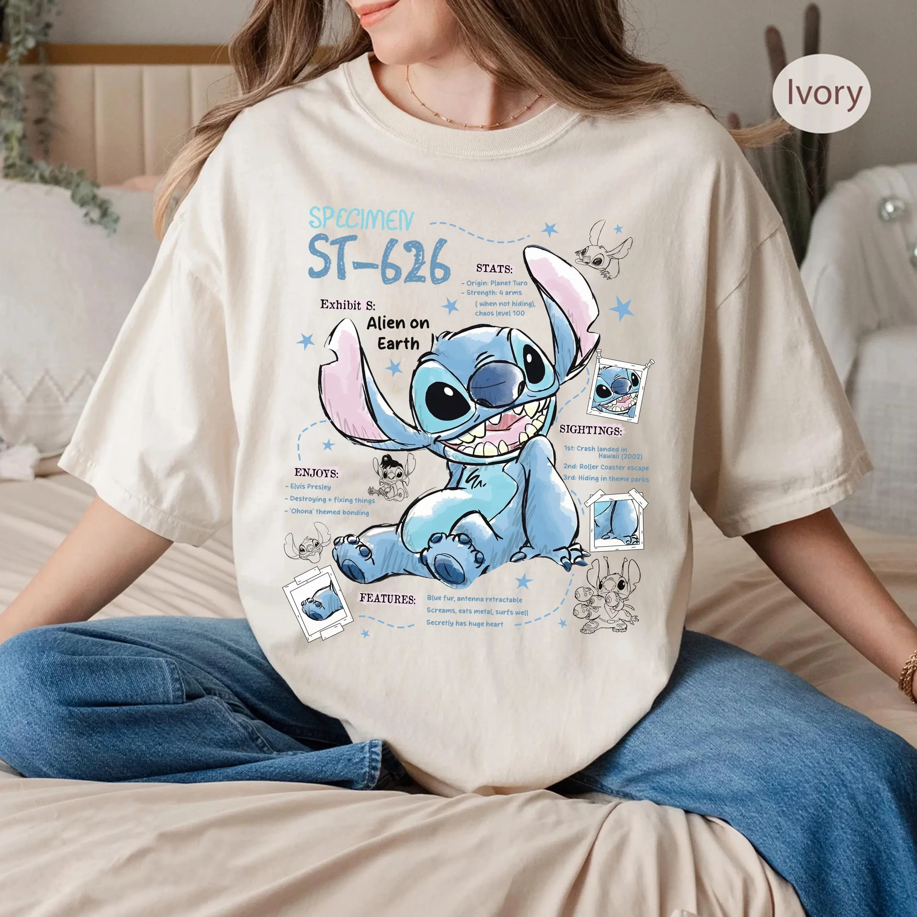 

Футболка Disney Lilo Stitch Movie 2025 с характеристиками и эскизом, одинаковая рубашка для всей семьи Disneyland, футболка «Волшебное королевство» Disney