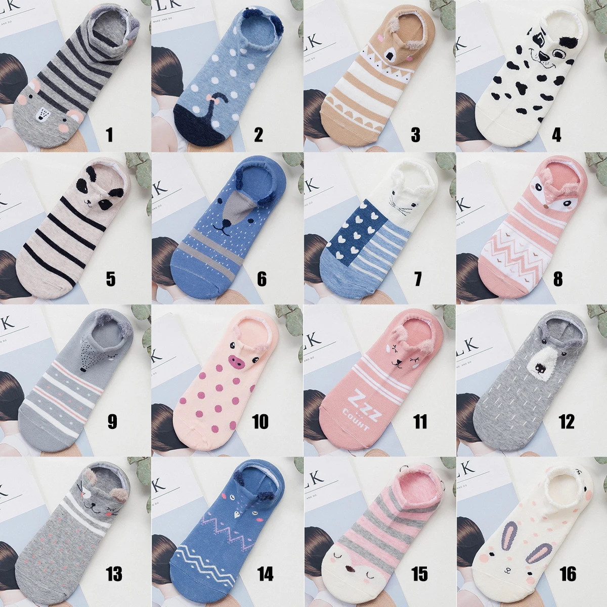 5 Pasang Kaus Kaki Wanita Lucu Sandal Kaus Kaki Pendek Kartun Kawaii Benang Bulu 3D Telinga Hewan Tak Terlihat Kaus Kaki Perahu Lantai Katun Tanpa Pertunjukan