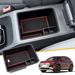 LFOTPP Car Central Storage Box for Audi Q4 e-tron 2021-2024 Non-slip Rubber Armrest Storage Box Auto Audi Q4 e-tron Accessories