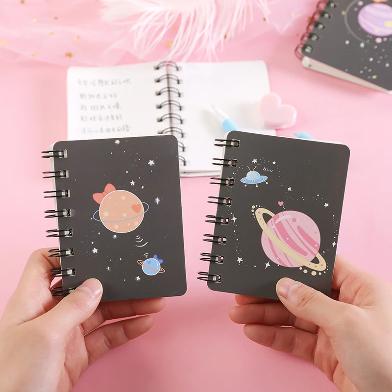 1 szt. Notebooków do przenośny kieszonkowy studenckich typu Planet Flip Coil Mini Notebook Mini notatki materiały biurowe na przybory szkolne