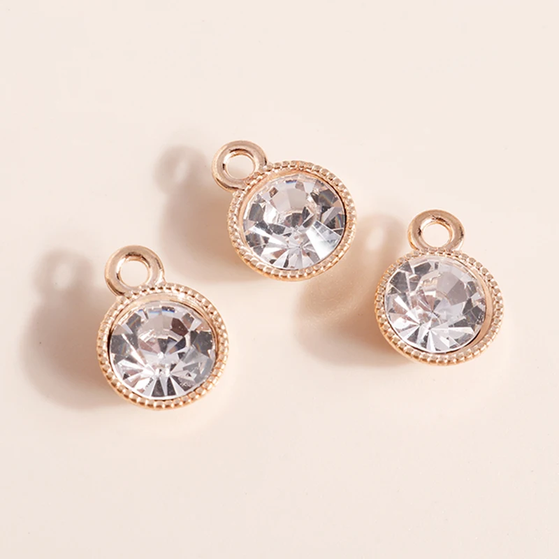 10pcs 10*13mm Gold Silver Color Round Crystal Charms for Necklaces Earrings Making Accessories Charms DIY Jewelry Findings