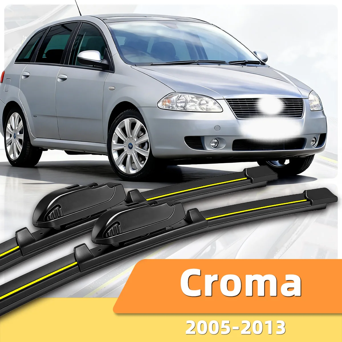 2 Stück Auto-Scheibenwischerblätter passend für FIAT Croma (2005-2013) Naturkautschukstreifen, geräuschlos, ohne Gestänge, Frontscheibenwischer, Autoteile
