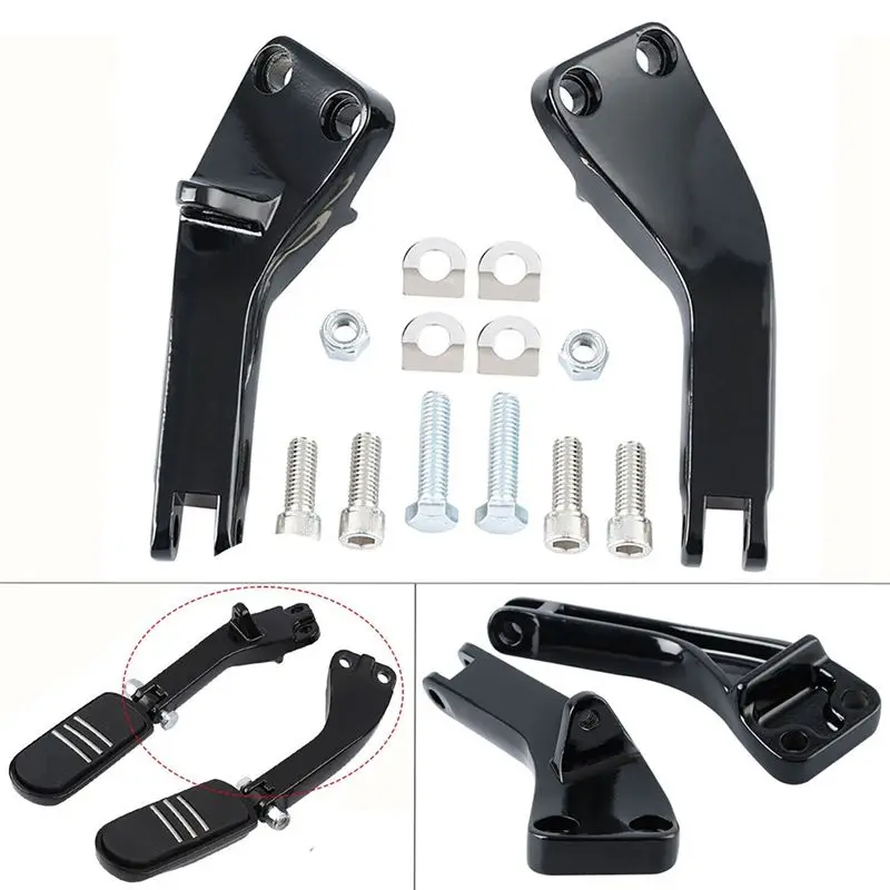 A95E-Passenger Foot Peg Mount Brackets Foot Peg Mounts Black Aluminum Alloy Fit For Dyna Low Rider FXDF 2006-2017