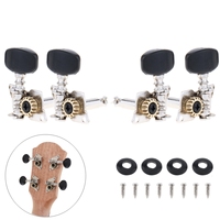4pcs Ukulele Black Tuning Pegs 2R+2L Steel Machine Heads Tuners for 21 / 23 / 26 Inch Ukuleles