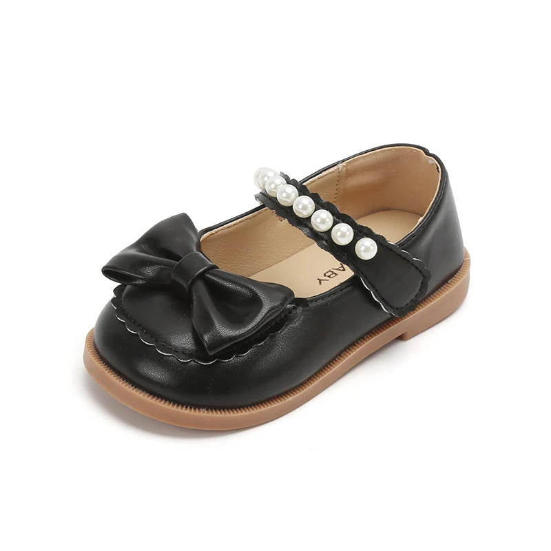 Chaussures en cuir avec perles de princesse pour petites filles, chaussures pour enfants, printemps, automne, nouveau, 2024