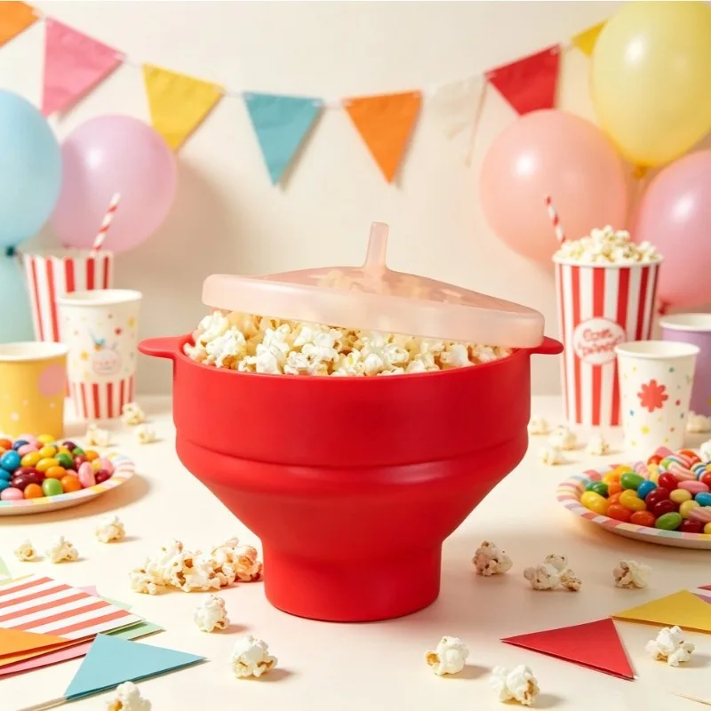 Large Silicone Popcorn Popper - Collapsible Microwave Popcorn Maker Without Oil for Easy Storage for Light, Healthy Snacking