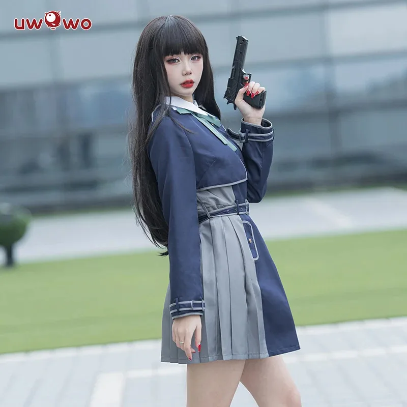 qq28LQUWOWO أنيمي ليكوريس نكص زي إينوي تاكينا تأثيري الزي الموحد فستان كامل أزياء الهالوين