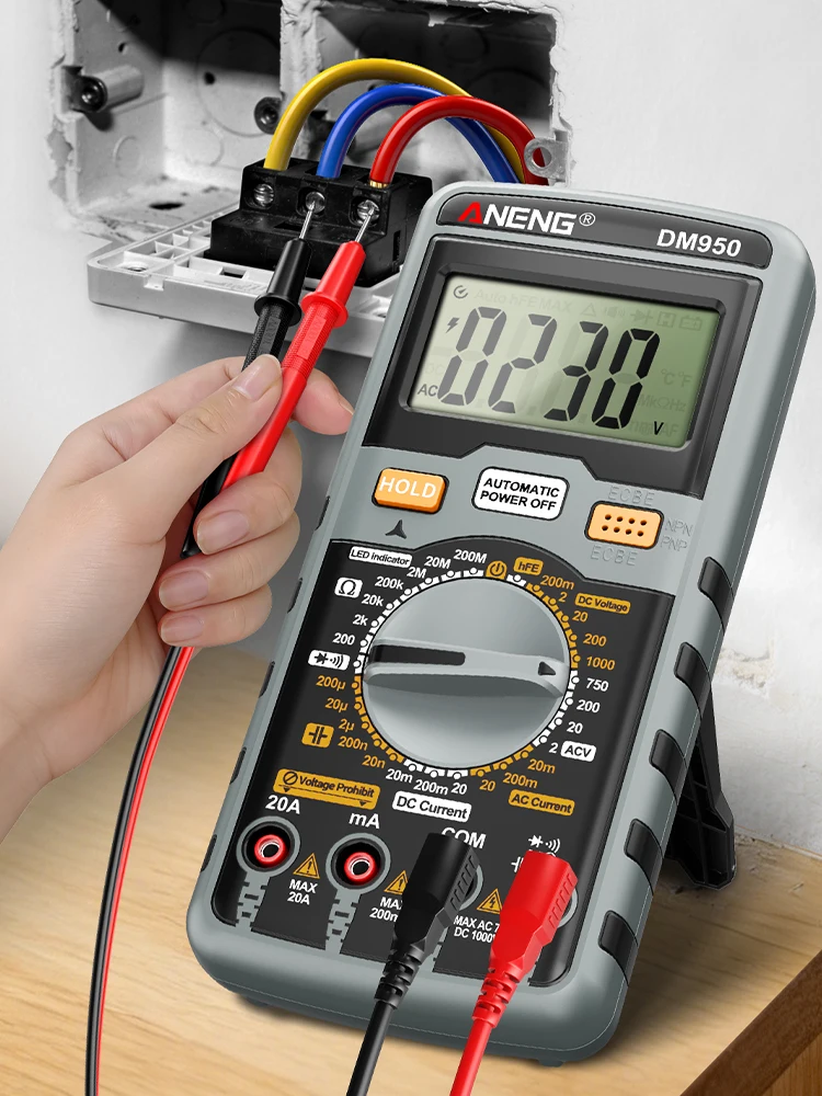 Digitales Multimeter Smart Tester ANENG DM950 AC/DC Spannung Strom HFE Transistor 1999 Zähler Professioneller Multifunktionsdetektor
