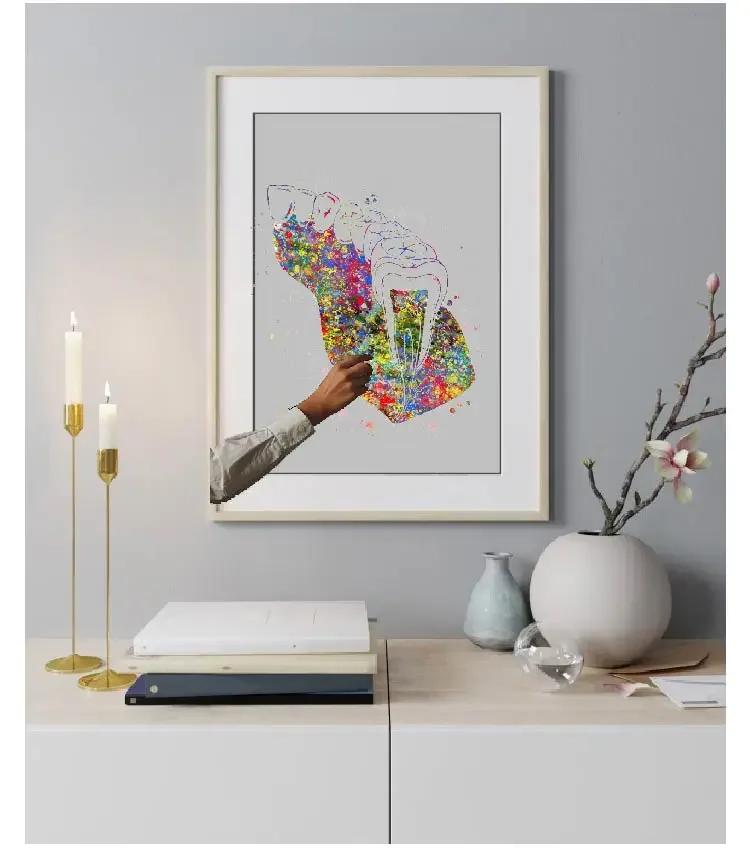 Human Anatomy Poster Prints Wall Art Watercolor Canvas Painting Medical Molar Tooth Section Dental Pictures Doctor Clinic Decor