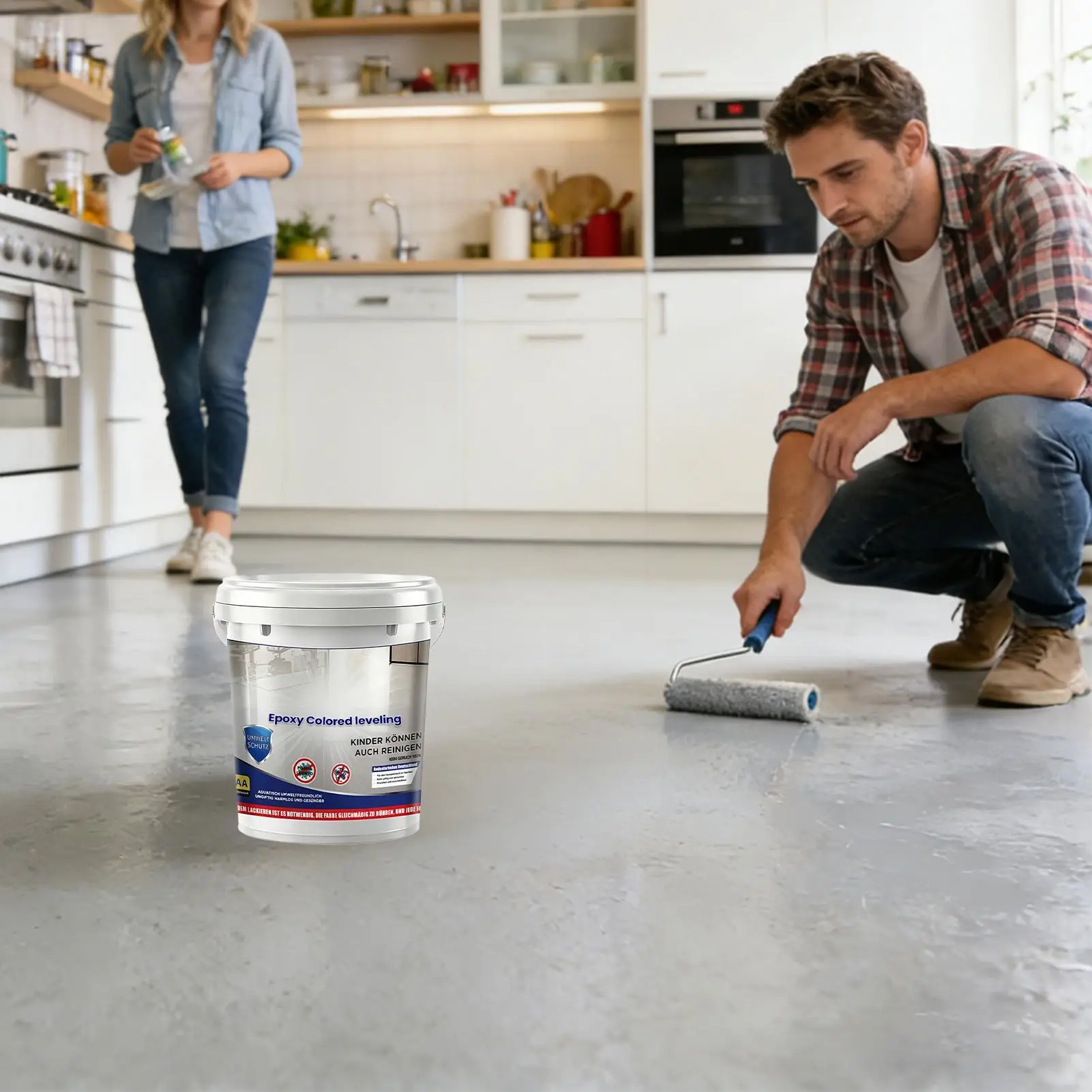 Non Slip High Gloss Concrete Paint Coating Epoxy Sand Floor Paint For Indoor Outdoor Garage Concrete Building House Home Effect