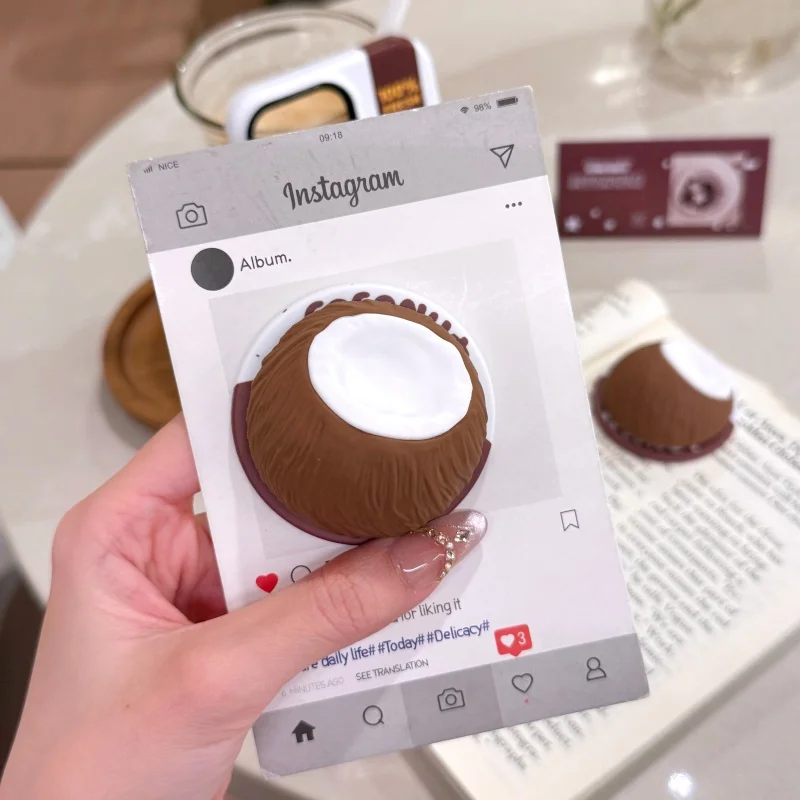 

Милый 3D кокосовый держатель для телефона Magsafe Griptok, поддержка iPhone 17 16, складной чехол для беспроводной зарядки, подставка для девочек, кронштейн