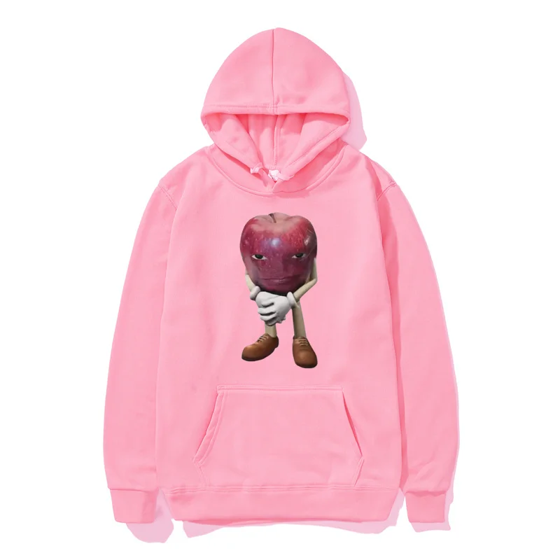 Funny Me Asf Apple with Face Meme Printing Men Hoodies All Match Loose Comfortable Sweatshirt Fleece Basic Hoodie Autumn Clothes