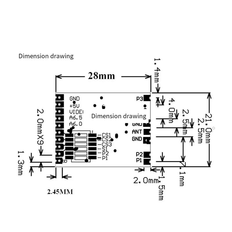 WOWFU-SM1312T 1.2G 1.3G 1.6W 16CH FPV VTX Draadloze transmissiemodule voor drones en RC-modellen Verstelbare voeding