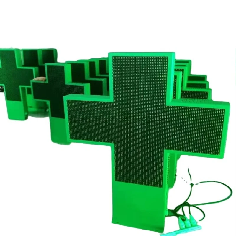 Pharmacy hospital double-sided croix de pharmacie display outdoor led pharmacy cross sign p10 cross led